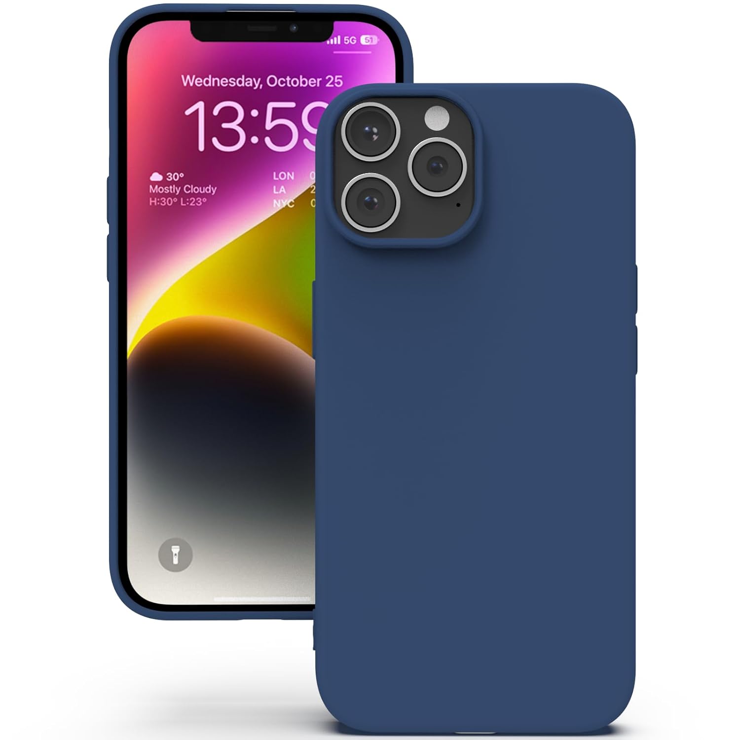YATWIN Silicone Back Case for iPhone 13 Pro Max, Soft-Touch Phone Back Cover for Apple iPhone 13 Pro Max – Dark Blue