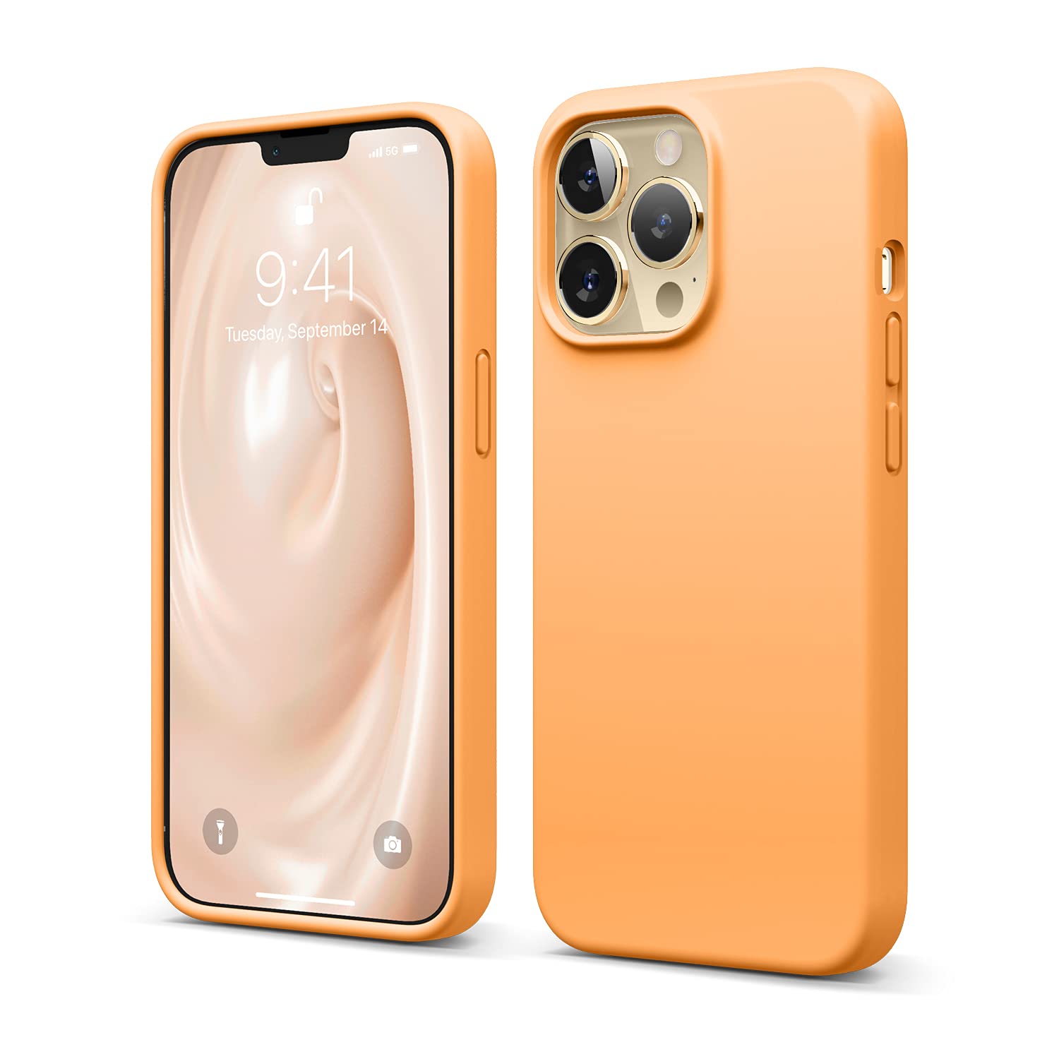 elago Compatible for iPhone 13 Pro Case, Liquid Silicone Case, Full Body Screen Camera Protective Cover, Shockproof, Slim Phone Case, Anti-Scratch Soft Microfiber Lining, 6.1 inches (Orange)