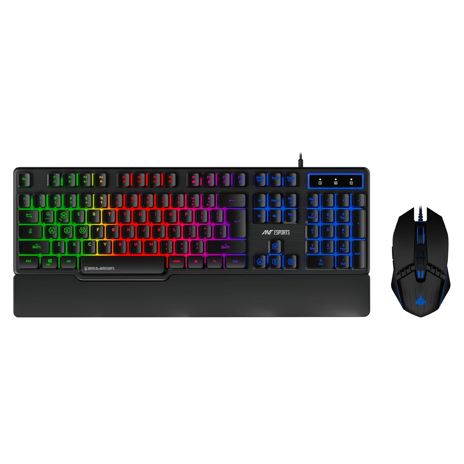 Ant Esports KM500W Gaming Backlit Keyboard and Mouse Combo, LED Wired Gaming Keyboard, Ergonomic & Wrist Rest Keyboard, Programmable Gaming Mouse for PC/Laptop/Mac- World of Warships Edition – Black