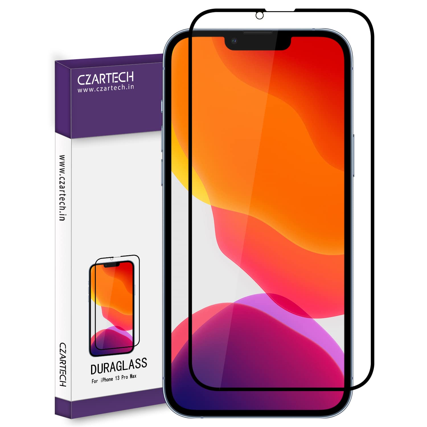 CZARTECH Tempered Glass for iPhone 13 Pro Max | iPhone 14 Plus Screen Protector Full Coverage Screen Guard with Easy Cleaning Kit 6.7” Inch (Pack of 1)