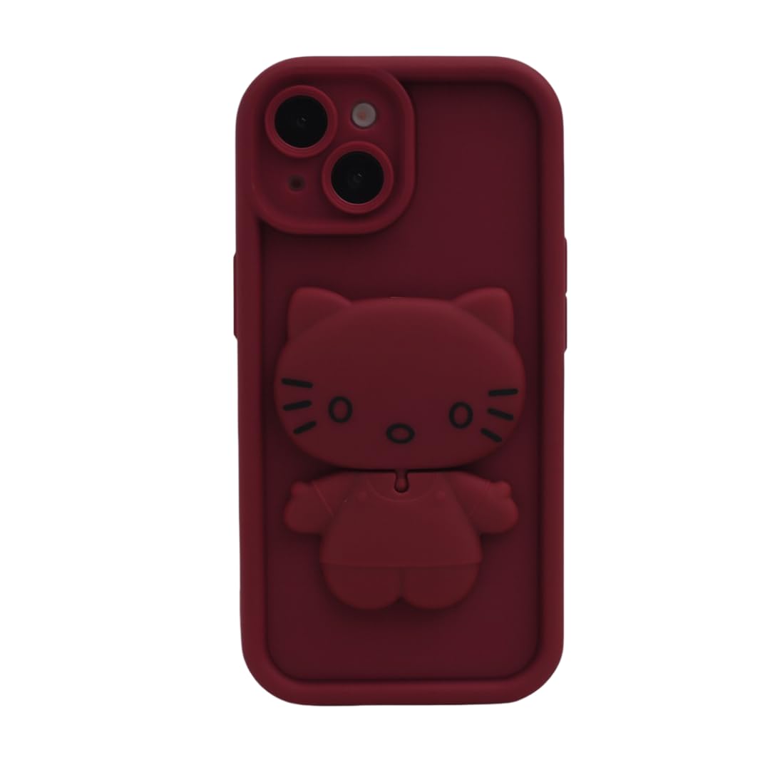PEEPERLY Back Cover Case for iPhone 13 Scratch Resistant Anti-Slip TPU Shockproof Protective Durable Meow Makeup Mirror Case for Girls & Women(Red)