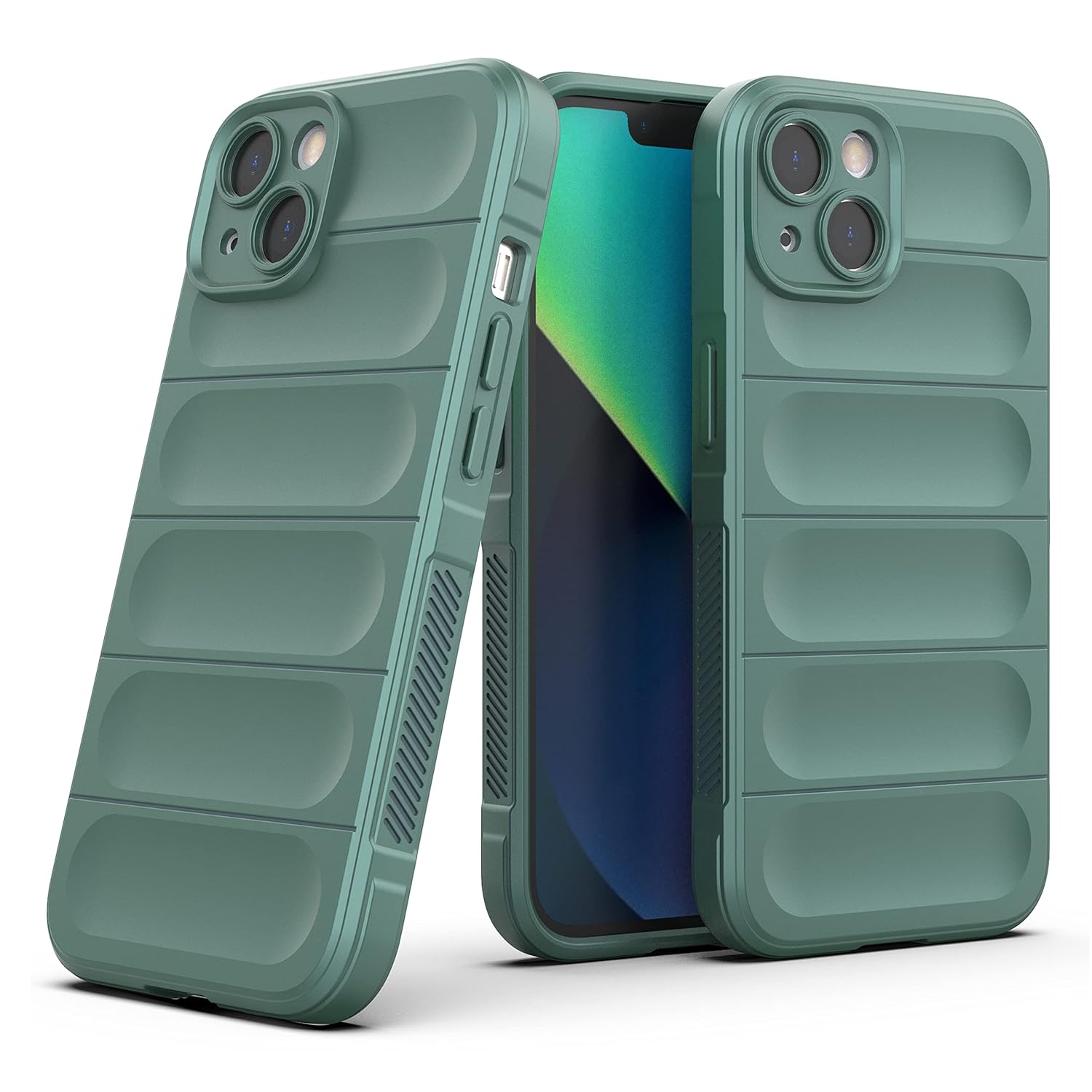 Zapcase Back Case Cover for iPhone 13 | Compatible for iPhone 13 Back Cover | Liquid Silicon Magic Case with Camera Protection | Dark Green