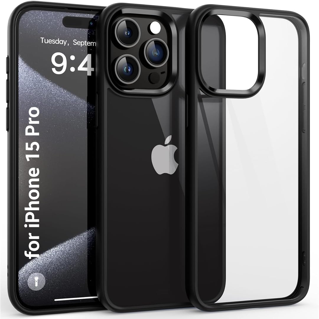 CZARTECH Native Back Cover for iPhone 15 Pro Clear case (TPU + Tough Polycarbonate Back I 5ft Drop Protection Tested I Transparent)