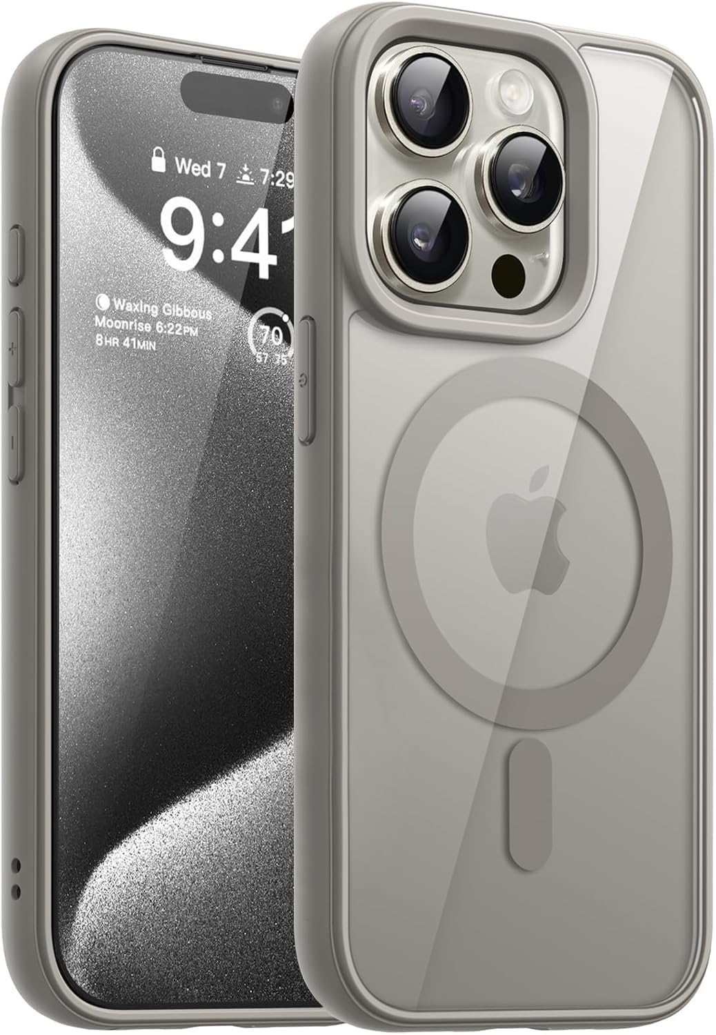 DIZORO iPhone 15 Pro Max Case,Compatible with MagSafe, Non Yellow Military-Grade Drop Protection & Hard PC Back Cover Slim Transparent Anti-Scratch Shockproof Phone Case (Natural Titanium)