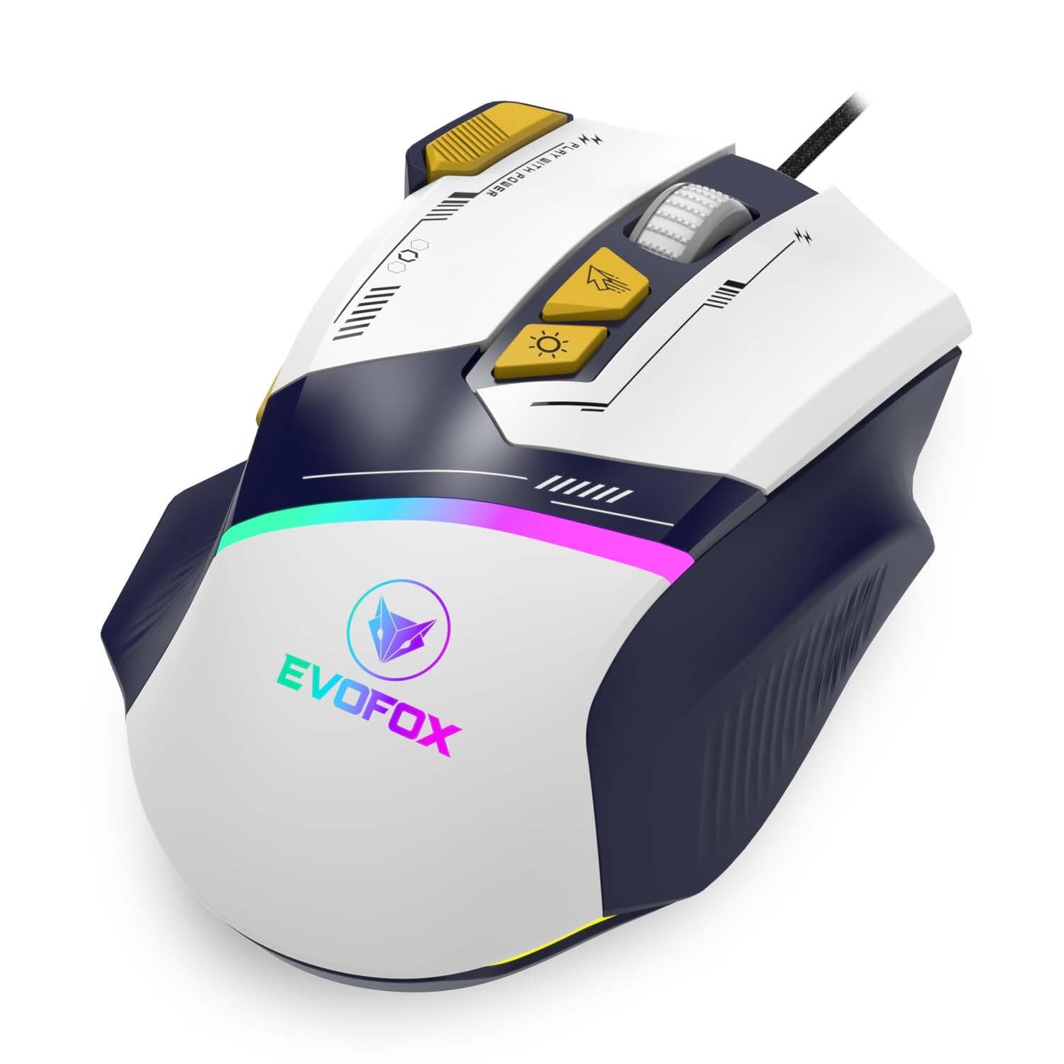 EvoFox Blaze Ultra Value 8 Button Programmable Gaming Mouse with 1000Hz Polling Rate | Gaming Grade DPI 200 to 12800 | Ultra-Responsive 7000fps | RGB Lights with Music sync Mode | Windows Software