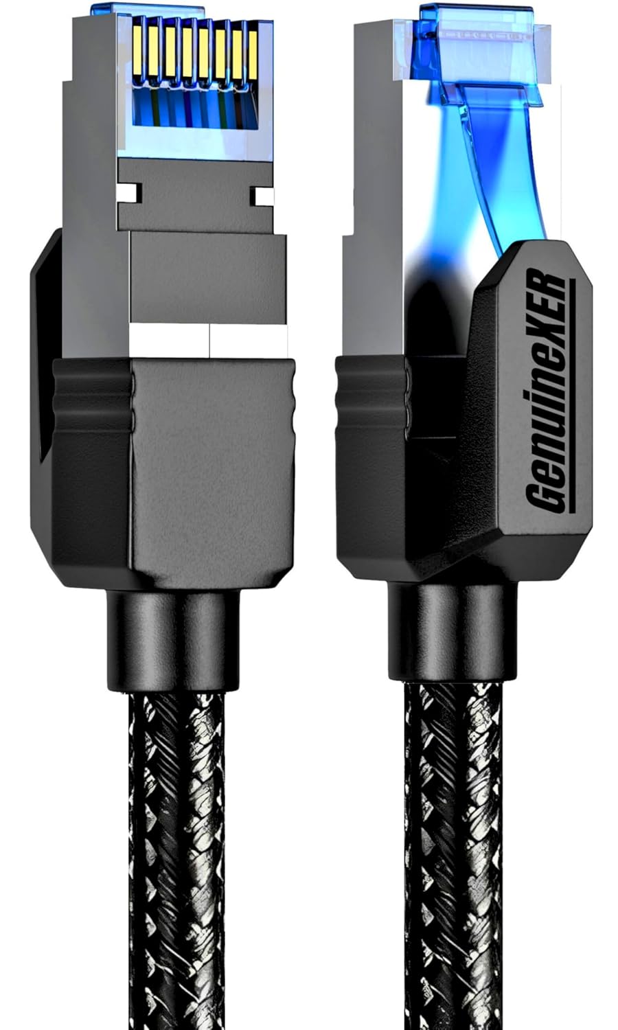 GenuineXER Premium Cat 8 Ethernet Cable Up to 40Gbps 2000MHz | Copper Core + F/FTP Braided High Speed RJ45 Lan Cable | Network Cable For Laptop, PC, Tv, Modem, Router, CCTV & Gaming | 0.5M