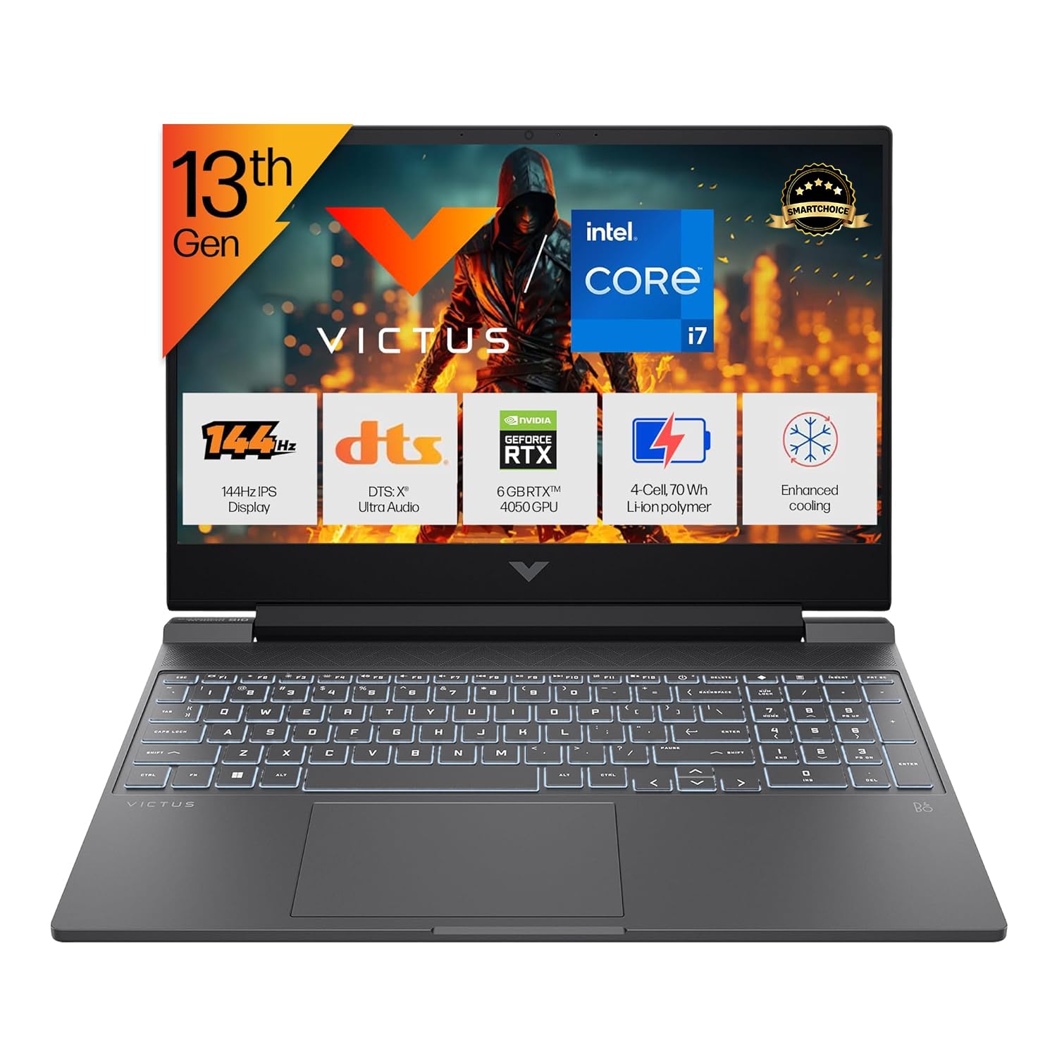 HP Smartchoice Victus, 13th Gen i7-13620H, 6GB RTX 4050, 16GB DDR4(Upgradeable) 512GB SSD, 144Hz, 300nits, FHD, 15.6”/39.6cm, Win11, M365* Office24, Mica Silver, 2.3kg, fa2100TX/2103tx, Gaming Laptop HP Smartchoice Victus, 13th Gen i7-13620H, 6GB RTX 4050, 16GB DDR4(Upgradeable) 512GB SSD, 144Hz, 300nits, FHD, 15.6”/39.6cm, Win11, M365* Office24, Mica Silver, 2.3kg, fa2100TX/2103tx, Gaming Laptop