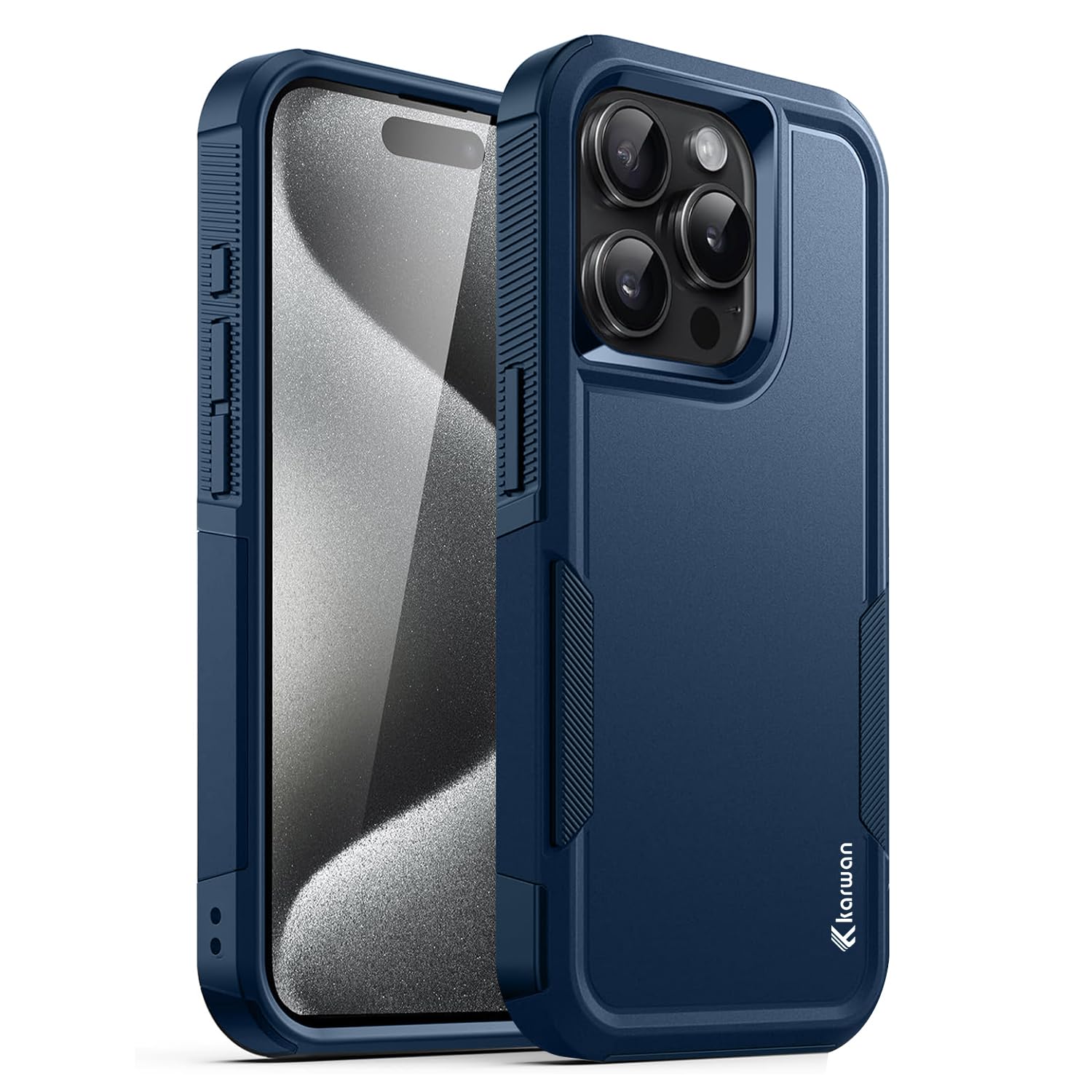 KARWAN®️ Back Case Cover for iPhone 15 Pro Max (6.7-Inch-) Heavy Duty |Dual-Layer Rugged Protection| Shockproof Protective Tough iPhone 15 Pro Max Mobile Phone Back Cover [Matte Back] (Blue)