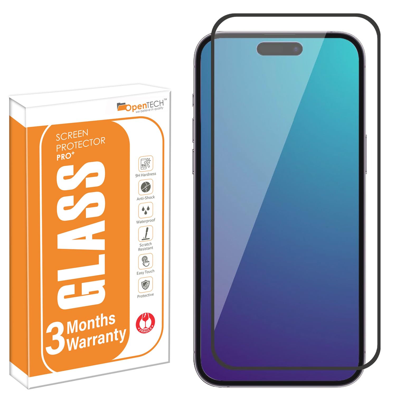 OpenTech Military-Grade Tempered Glass Screen Protector Compatible For Iphone 15 Pro Max With Edge-To-Edge Protector Coverage And Easy Installation Kit (6.7 Inches) For Smartphone OpenTech Military-Grade Tempered Glass Screen Protector Compatible For Iphone 15 Pro Max With Edge-To-Edge Protector Coverage And Easy Installation Kit (6.7 Inches) For Smartphone