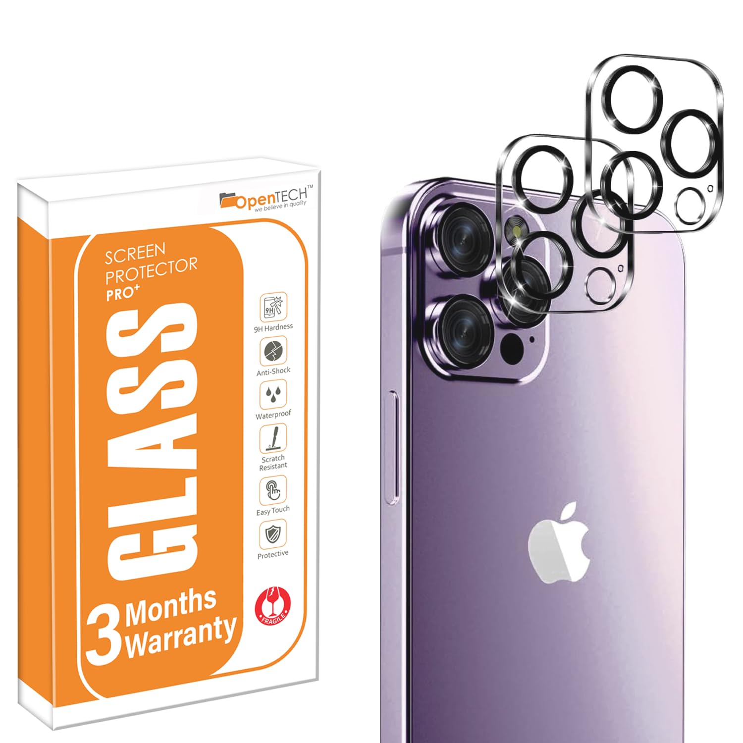 OpenTech® Premium Camera Lens Protector Tempered Glass Compatible For iPhone 15 Pro/iPhone 15 Pro Max With Edge To Edge Coverage (Full Transparent) (Pack of Two)