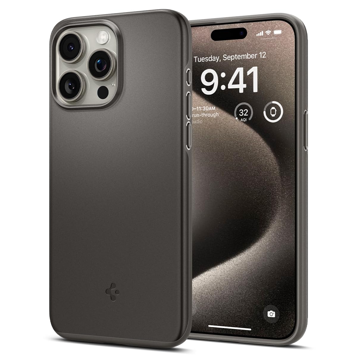 Spigen Thin Fit Back Cover Case Compatible with iPhone 15 Pro Max (TPU + Poly Carbonate | Gunmetal)