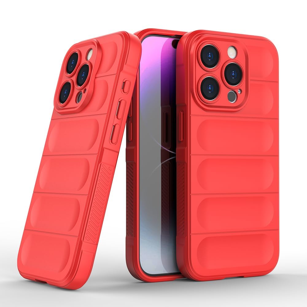 Amazon Brand – Solimo Mobile Cover for Apple iPhone 15 Pro | Full Camera Protection | Liquid Silicon Case | Flexible Bumper Case for Apple iPhone 15 Pro (Red)