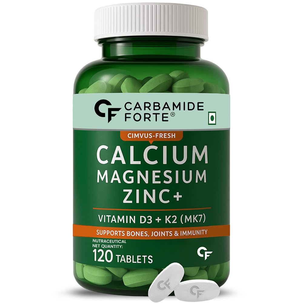 Carbamide Forte Calcium And Vitamin D3 Tablets | Calcium Tablets For Women & Men | Calcium Magnesium Zinc Supplemen With Vitamin D3 + K2 MK7 To Support Bones, Joints & Immunity – 120 Tablets