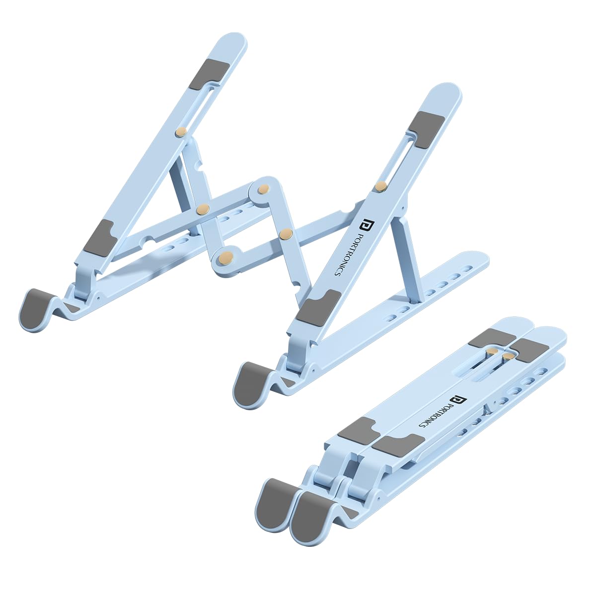 Portronics My Buddy K Lite Foldable Laptop Stand with Adjustable Heights, Anti-Slip Silicone Pads, Collapsible Design, 5 kg Max Weight, ABS Build, Portable & Lightweight Holder Riser(Blue) Portronics My Buddy K Lite Foldable Laptop Stand with Adjustable Heights, Anti-Slip Silicone Pads, Collapsible Design, 5 kg Max Weight, ABS Build, Portable & Lightweight Holder Riser(Blue)