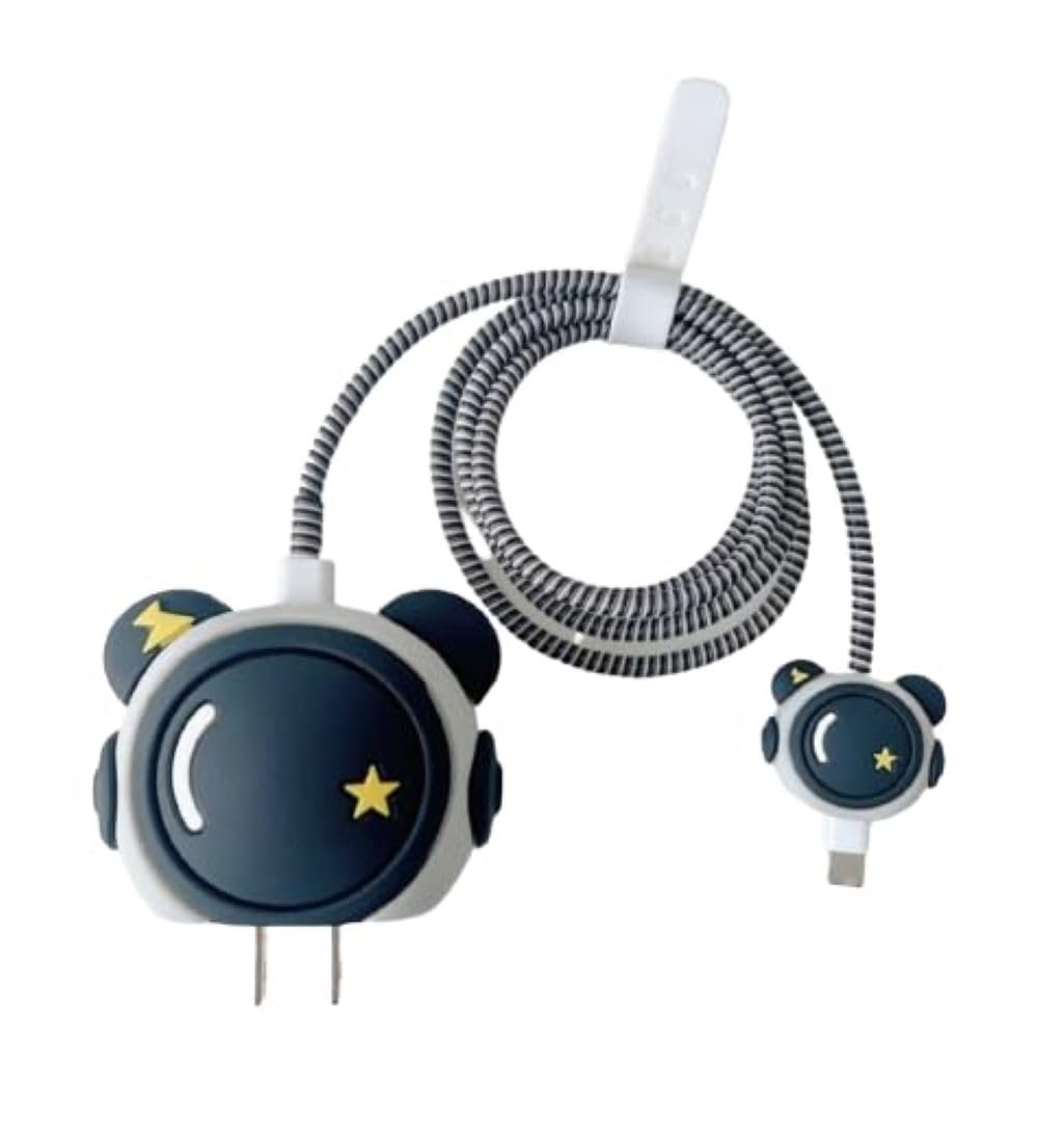 Protective Charger Case for iPhone 18W 20W iPhone 16 15 14 13 12 11 Pro Max Charging Cable Charger Protective Cover Data Cable Protective Sleeve-Star Black Astronaut