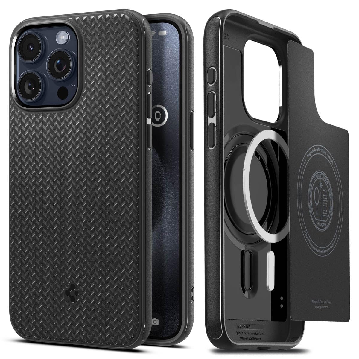 Spigen Mag Armor MagFit Back Cover Case Compatible with iPhone 15 Pro Max (TPU + Poly Carbonate | Matte Black)