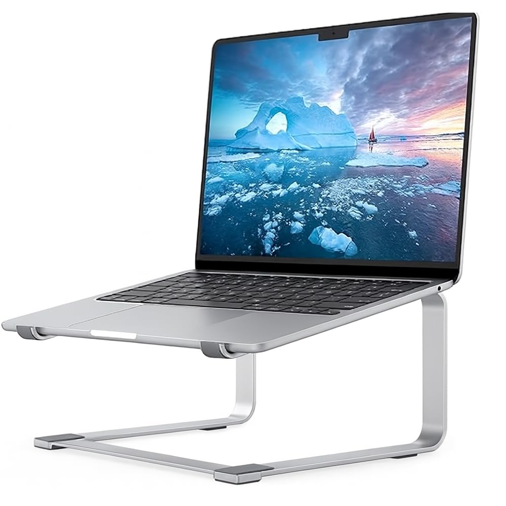 TARKAN Laptop Stand for Desk, Heavy Metal Riser Stable Height Elevator with Air Flow for 13-17 Inch Laptops (Silver)