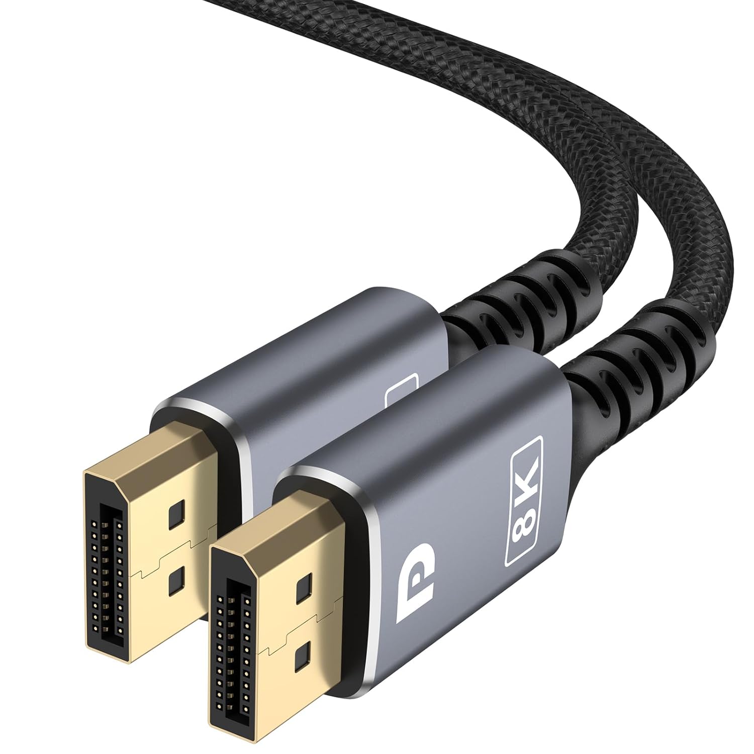 Tobfit 8K DisplayPort Cable 1.4, 6.6ft DP Cable (8K@60Hz, 4K@144Hz, 2K@240Hz) 32.4Gbps High Speed Braided DisplayPort for HDR,HDCP,FreeSync,G-Sync,Gaming Monitor,Graphics,PC,TV,Laptop