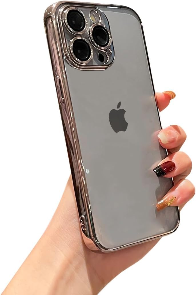 VONZEE Electroplated Transparent Clear Transparent Cover for iPhone 15 Pro Case 6.1 inch, TPU Cover, Full Body & Individual Camera Protection Bumper Cases for Men & Women (Natural Titanium)