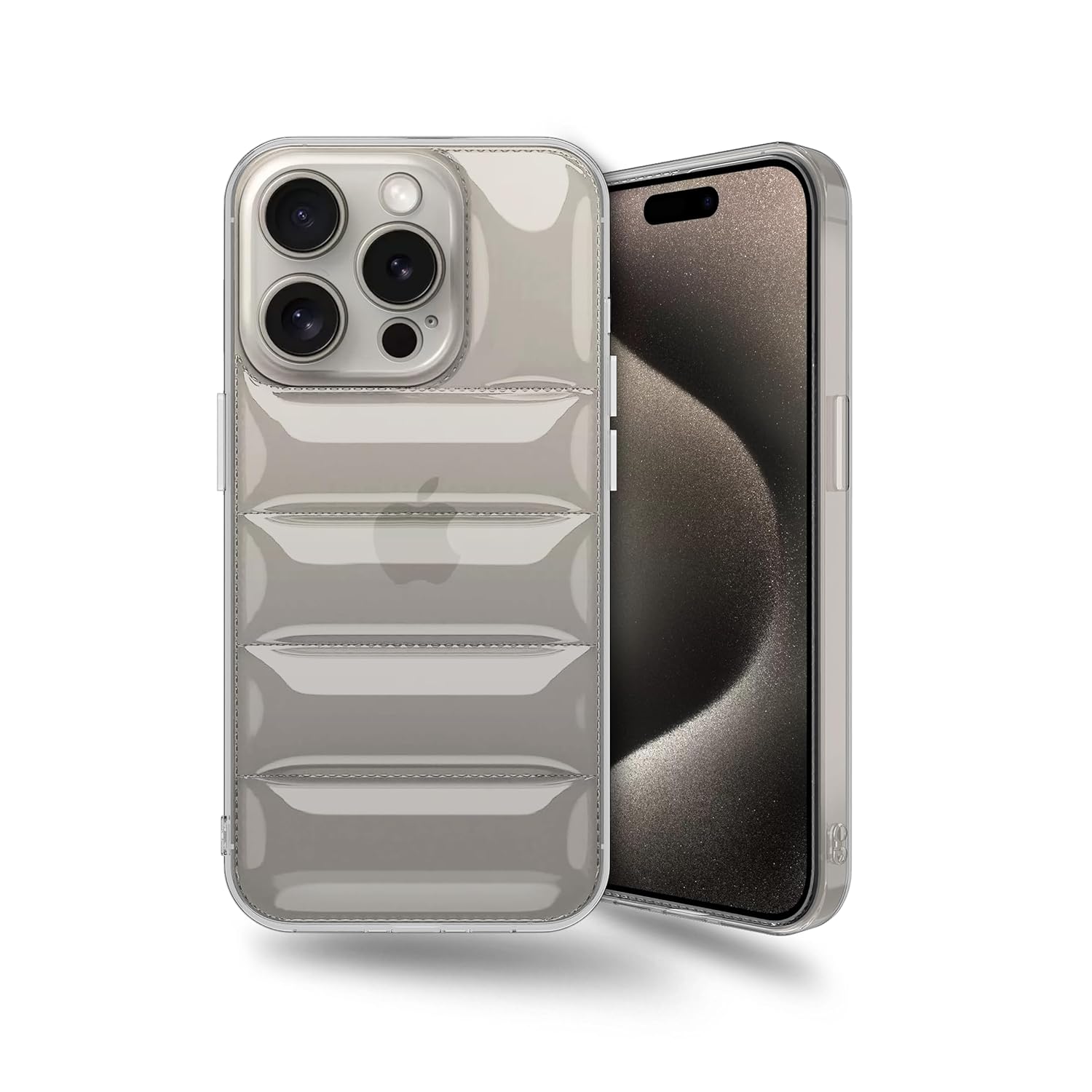 Amazon Brand – Solimo Ultra-Thin Transparent Puffer Case Camera Protection Soft Back Cover for Apple iPhone 15 Pro – Clear