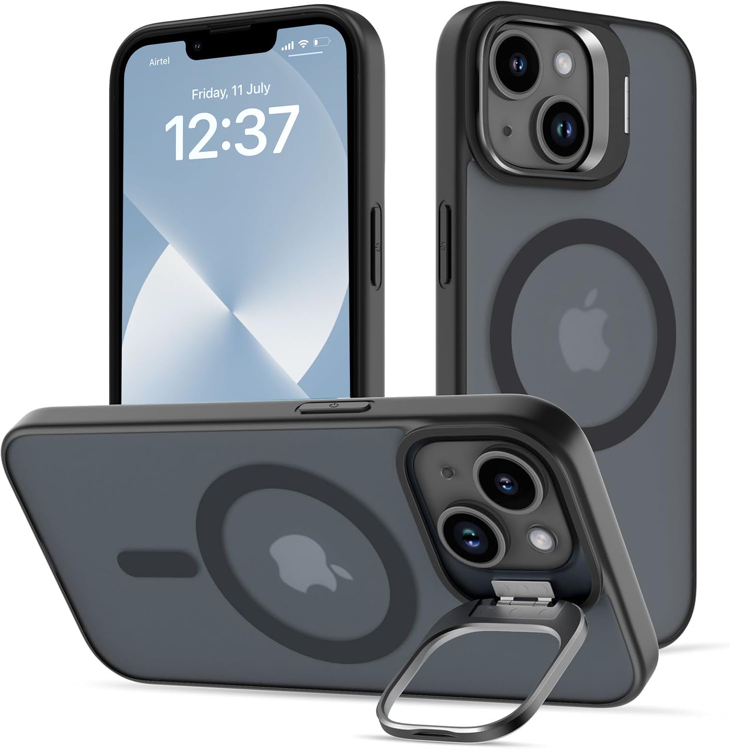 EGOTUDE Polycarbonate Magnet Stand Case for iPhone 13 | Translucent Frosted Hard Back Cover Compatible with Mag EGOTUDE Polycarbonate Magnet Stand Case for iPhone 13 | Translucent Frosted Hard Back Cover Compatible with Mag