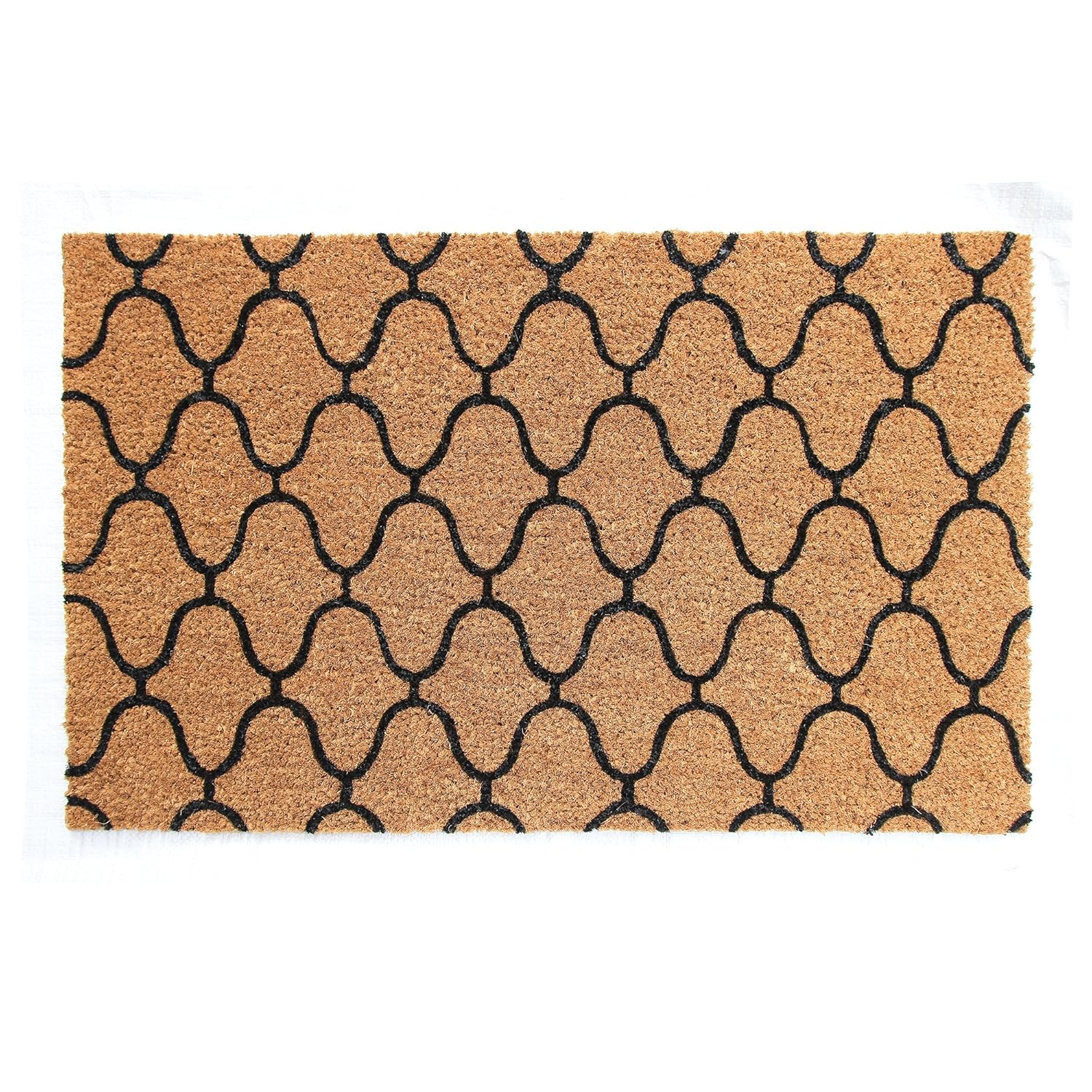 Onlymat Rectangular Coco Coir Door Mats For Home Entrance & Office, Thick Non Slip PVC Back Front Doormat For Indoor Outdoor Patio (75Cm x 45Cm, Black & Beige)