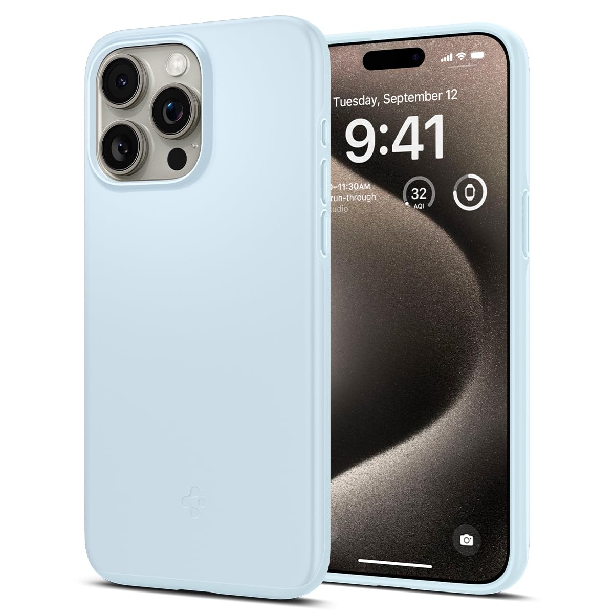 Spigen Thin Fit Back Cover Case Compatible with iPhone 15 Pro Max (TPU + Poly Carbonate | Mute Blue)