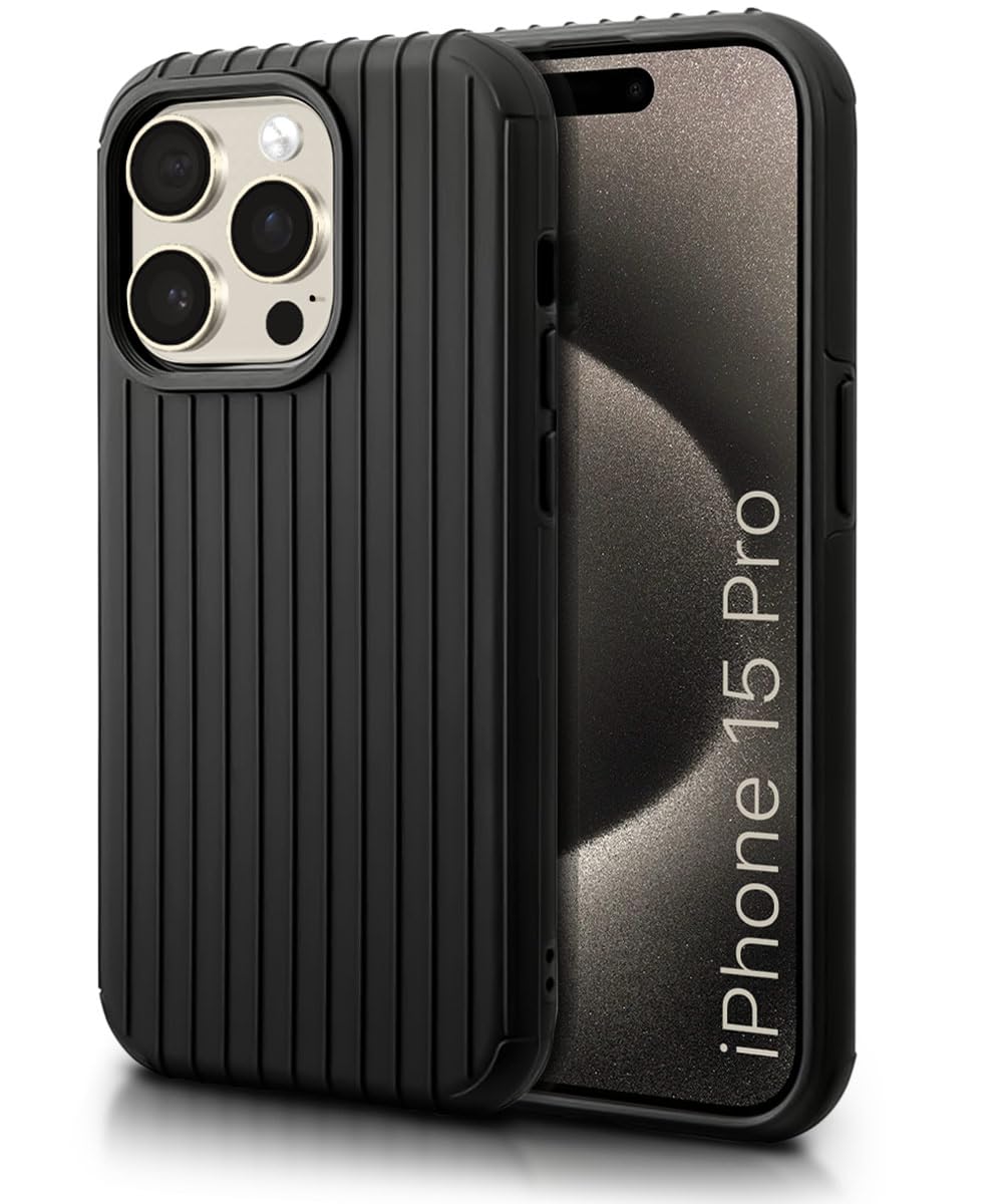 WOW IMAGINE Hybrid Back Case for iPhone 15 Pro | Shockproof with Tough Armor Texture | Scratch-Resistant Hard PC + TPU | 360° Camera Protection | Black WOW IMAGINE Hybrid Back Case for iPhone 15 Pro | Shockproof with Tough Armor Texture | Scratch-Resistant Hard PC + TPU | 360° Camera Protection | Black