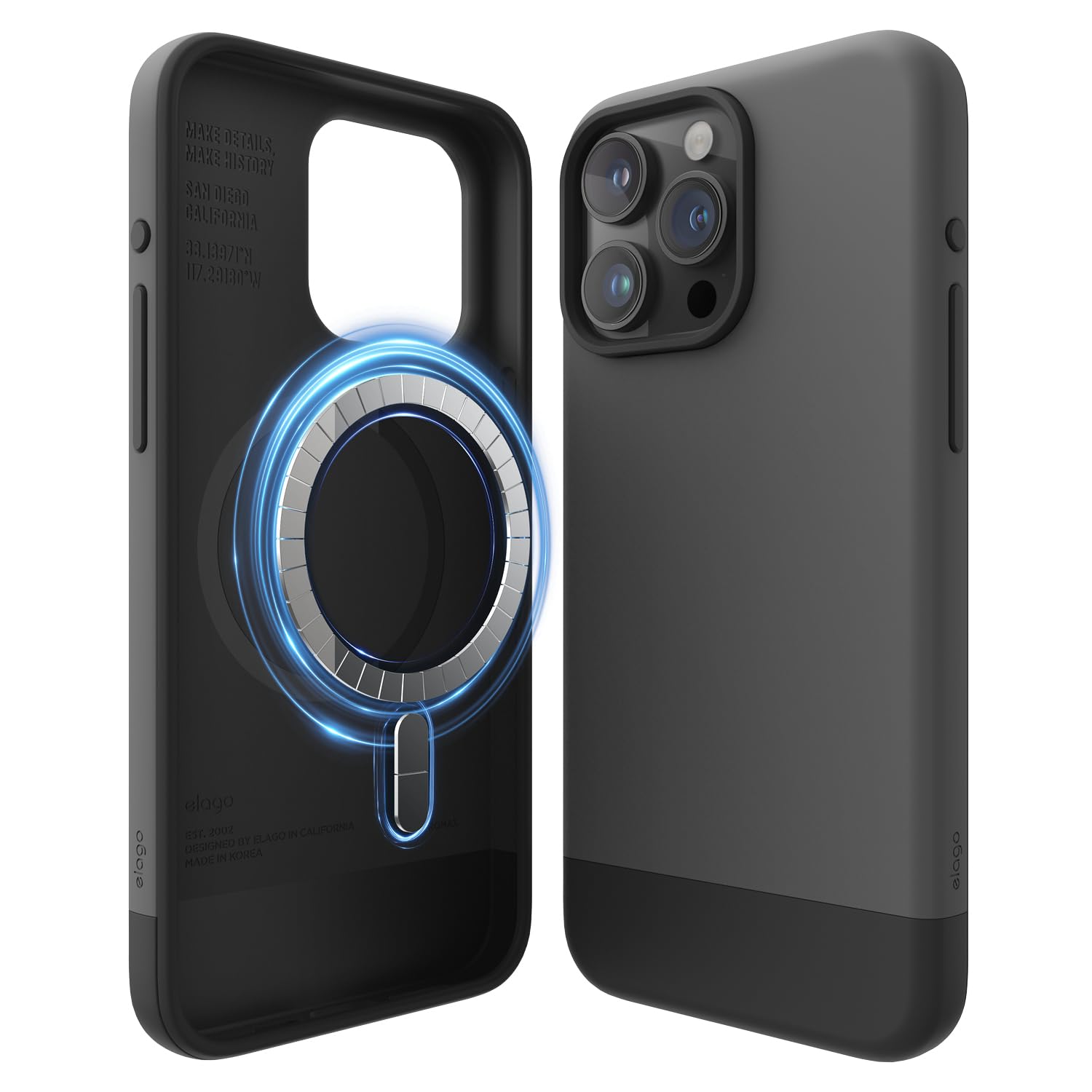 elago Thermoplastic Polyurethane Compatible with iPhone 15 Pro Max Case,Magnetic Glide Case,Full Body Protective Cover,Shockproof,Slim Phone Case 6.7 Inch (Top: Dark Grey/Bottom: Black) elago Thermoplastic Polyurethane Compatible with iPhone 15 Pro Max Case,Magnetic Glide Case,Full Body Protective Cover,Shockproof,Slim Phone Case 6.7 Inch (Top: Dark Grey/Bottom: Black)