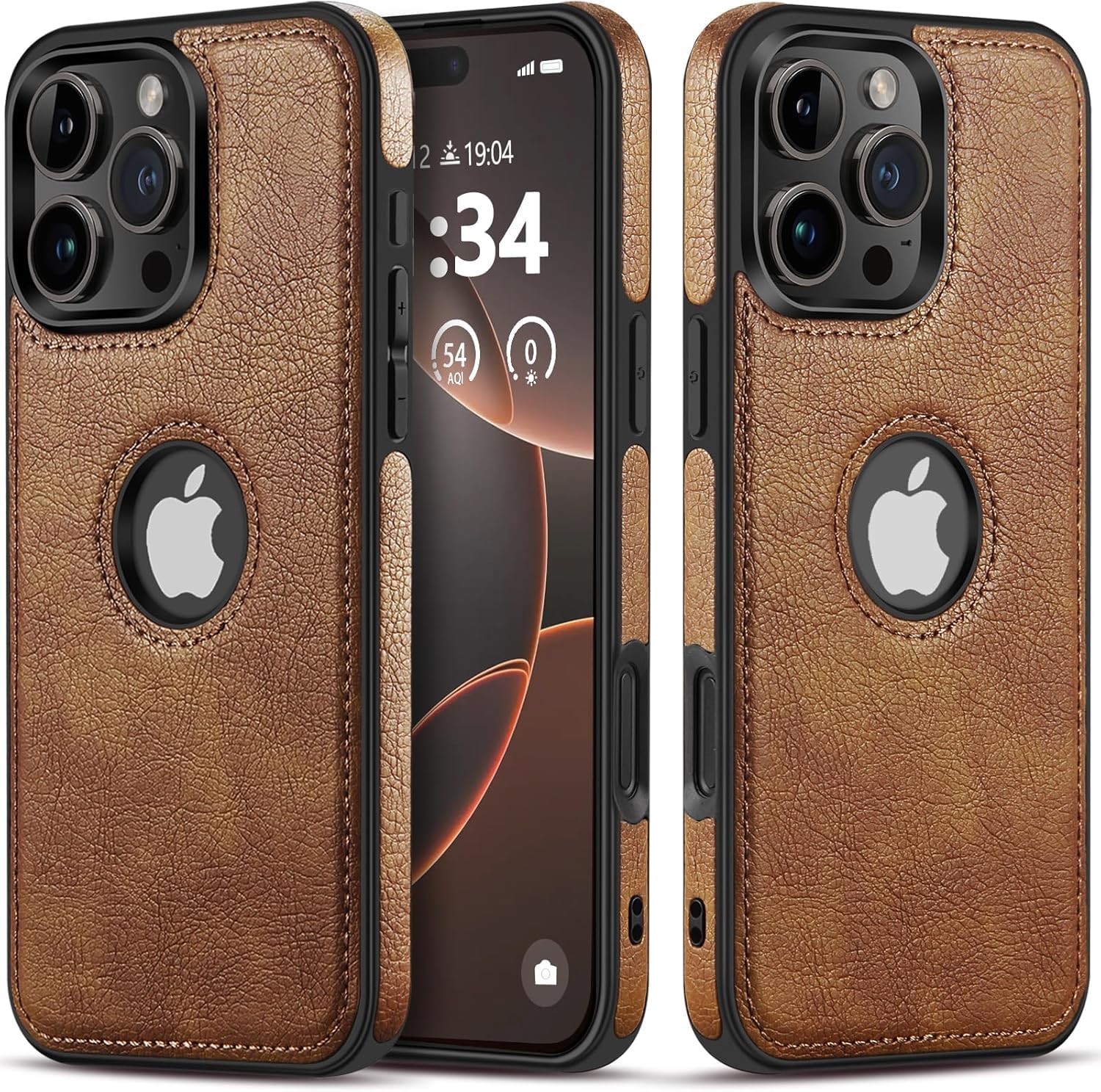 iPhone 15 Pro Max Case Slim Premium Vegan Leather Classic Luxury Elegant Thin Back Cover for iPhone 15 Pro Max (Brown)