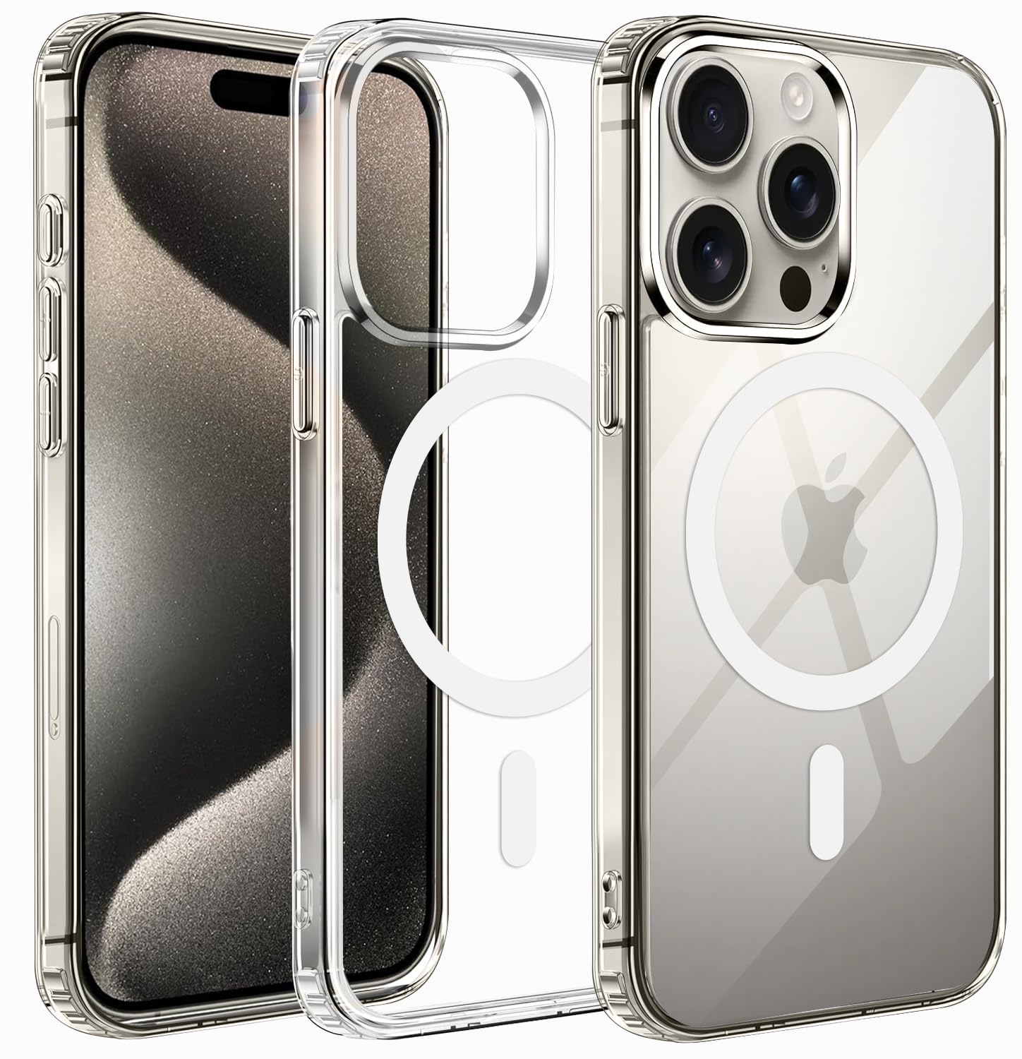 Amazon Brand – Solimo Ultra Hybrid Mag-Safe Clear Camera Protection Back Cover Case for iPhone 15 Pro Max – (Transparent)