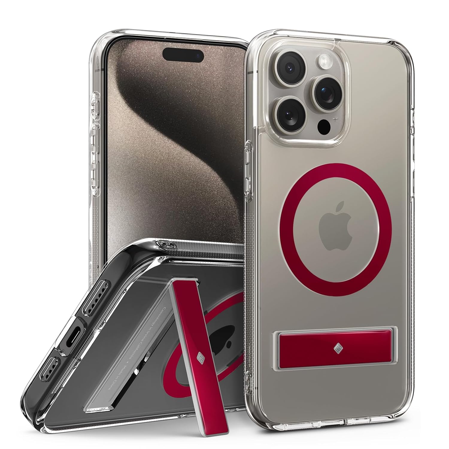 CASEOLOGY by Spigen Capella Mag Kickstand Back Cover Case Compatible with iPhone 15 Pro Max Case (TPU and Polycarbonate | Clear Red) CASEOLOGY by Spigen Capella Mag Kickstand Back Cover Case Compatible with iPhone 15 Pro Max Case (TPU and Polycarbonate | Clear Red)