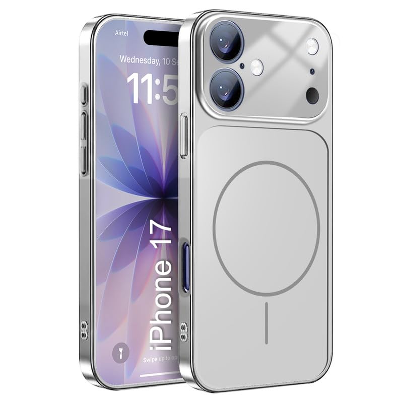 Converter Case for iPhone 17 | Premium Protective Mag-Safe Cover | iPhone 17 Series Style Design | in Built Camera Guard | Wireless Charging Compatible – Silver