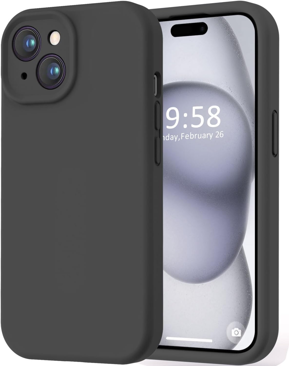 DIZORO Compatible for iPhone 15 PRO MAX Camera Protection Case 6.7, Slim Liquid Silicone Case 3 Layers Full Covered Soft Gel Rubber Phone Case Protective Cover 6.7 Inch – Black.