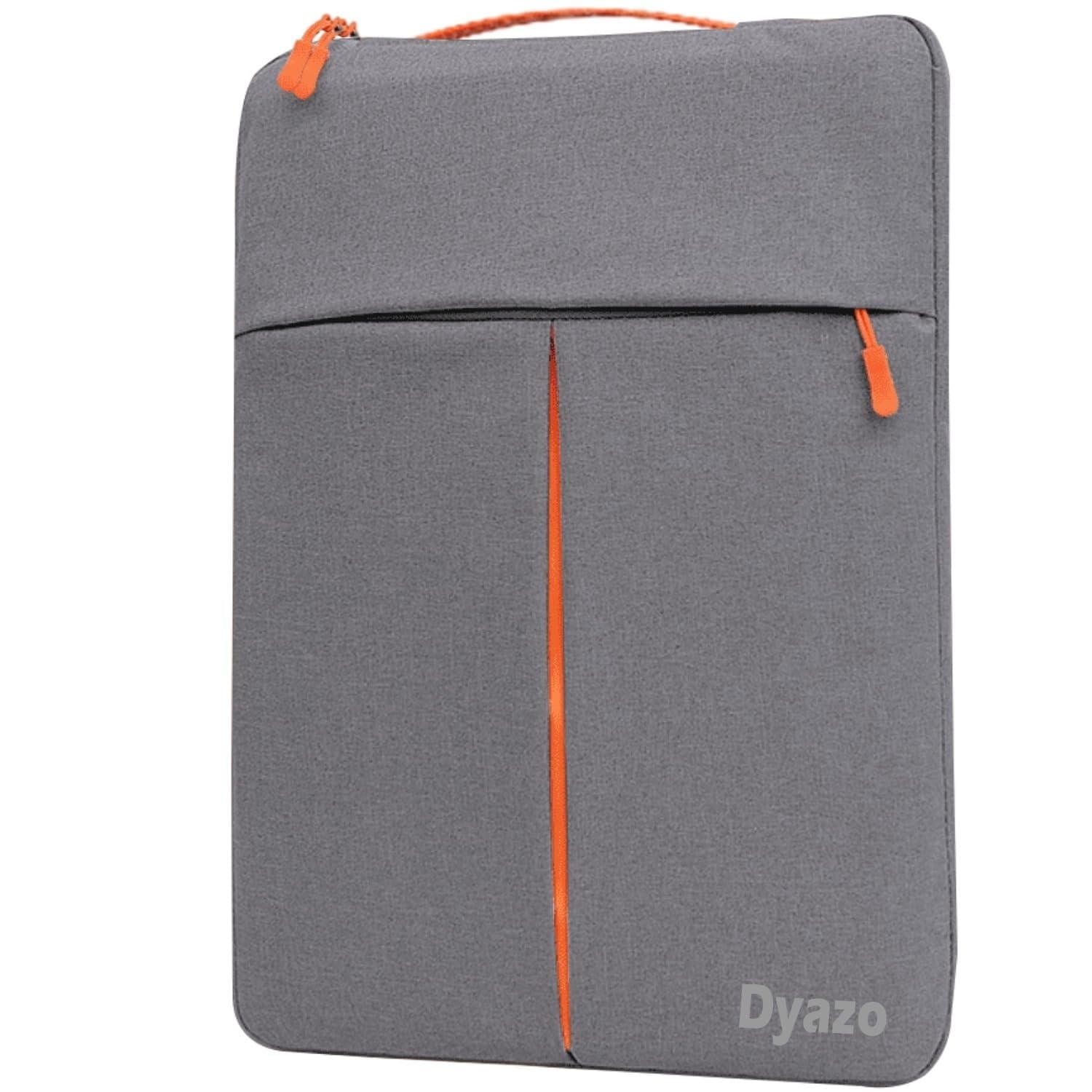 Dyazo 13.3 Inch Laptop Sleeve Case | Slim & Water Resistant Case Cover | Front Pocket with Handle | Compatible for MacBook Air (M2 M3 M4), HP, Dell, ASUS, Lenovo and Other Notebooks (Grey & Orange)