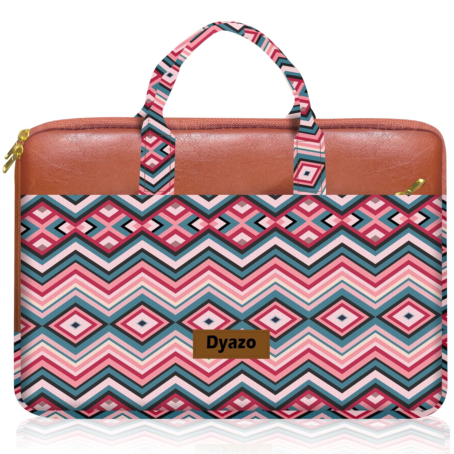 Dyazo Laptop Sleeve Bag | Jute & Vegan Leather Handcrafted | Office Handbag with Zipper | 15 inch to 15.6 inch for Woman | Compatible for Dell, HP, MacBook, Lenovo, Asus, Acer and Other Notebook