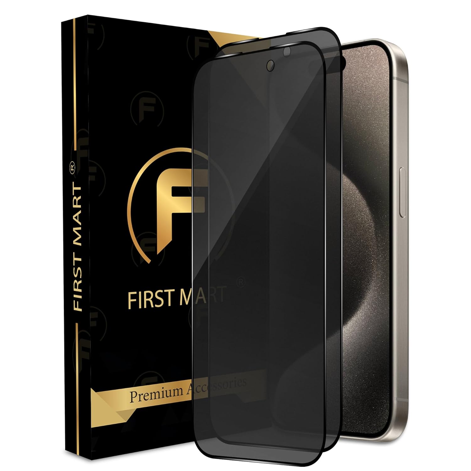 FIRST MART Anti Spy Matte Privacy Tempered Glass Screen Protector Compatible for iPhone 15 Pro (6.1 Inches) with Edge to Edge Coverage and Easy Installation kit (Pack of 2)