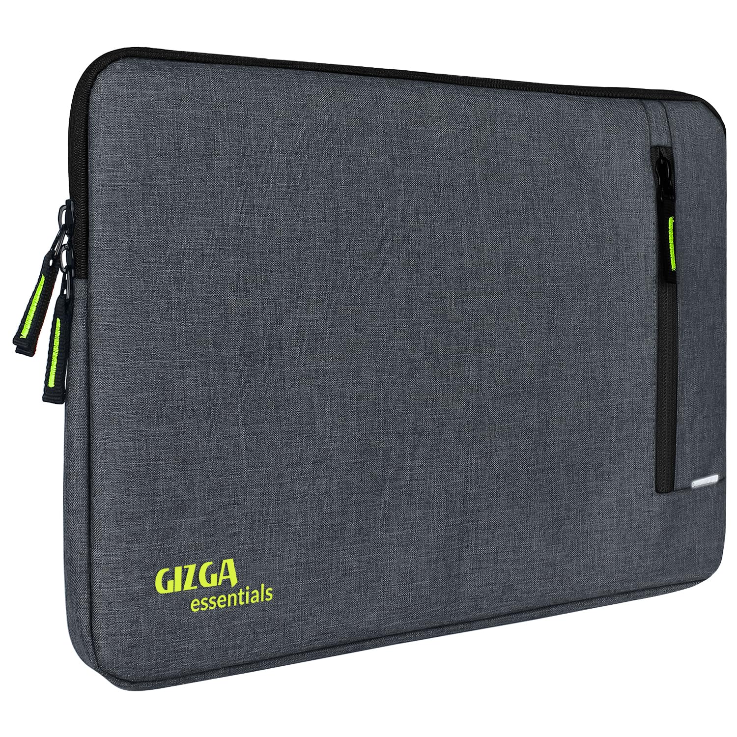 Gizga Essentials 15.6 Inch Laptop Sleeve Case Cover Pouch Bag with Front Pocket| Slim & Water-Resistant Nylon Fabric with Shockproof Foam Padding, Soft Lining & Premium Zipper Closure (Grey)