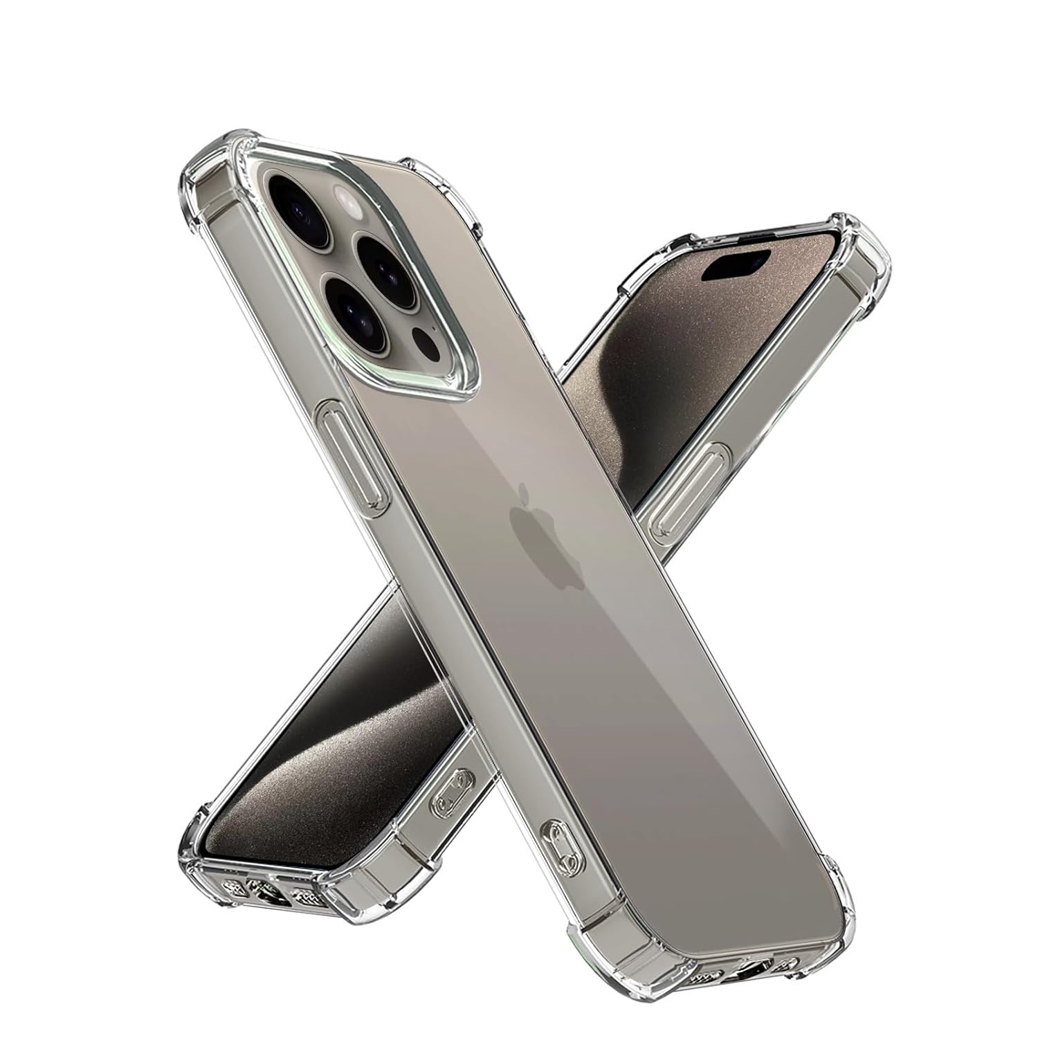 Plus Mobile Cover Soft & Flexible Shockproof Back Case with Cushioned Edges Transparent for Apple iPhone 15 Pro Max, Clear