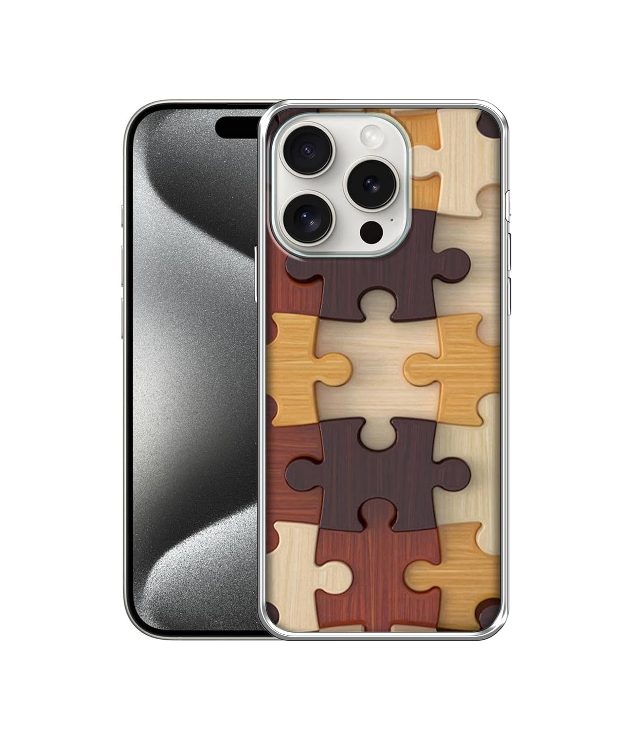 Puzzle Pattern Design Printed Silicon Soft TPU Back Case Cover for Apple iPhone 15 Pro
