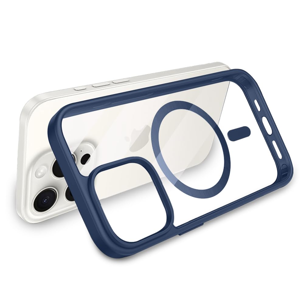 iPhone 15 pro Max Transparent Case | Shockproof Bumper & Camera Protection | Magsafe Compatible | Sleek Hard Crystal Back Cover for iPhone 15 pro Max – Dark Blue iPhone 15 pro Max Transparent Case | Shockproof Bumper & Camera Protection | Magsafe Compatible | Sleek Hard Crystal Back Cover for iPhone 15 pro Max – Dark Blue