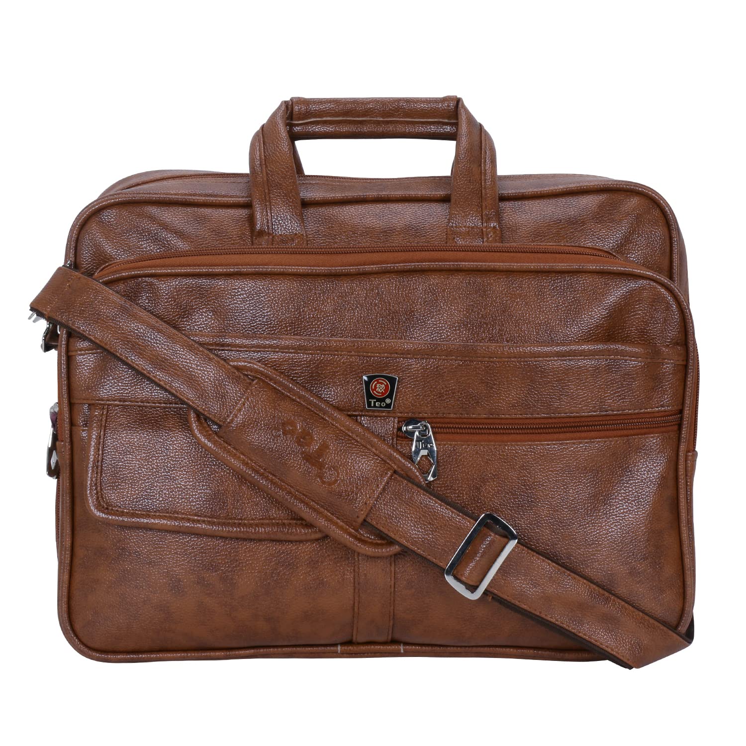 15.6 Inch Tan Colour Handmade Laptop Messenger Bag I Padded Laptop Compartment with Adjustable Strap I Extra Zip Compartments I Dimension: L-40 x W-20 H-30 cm