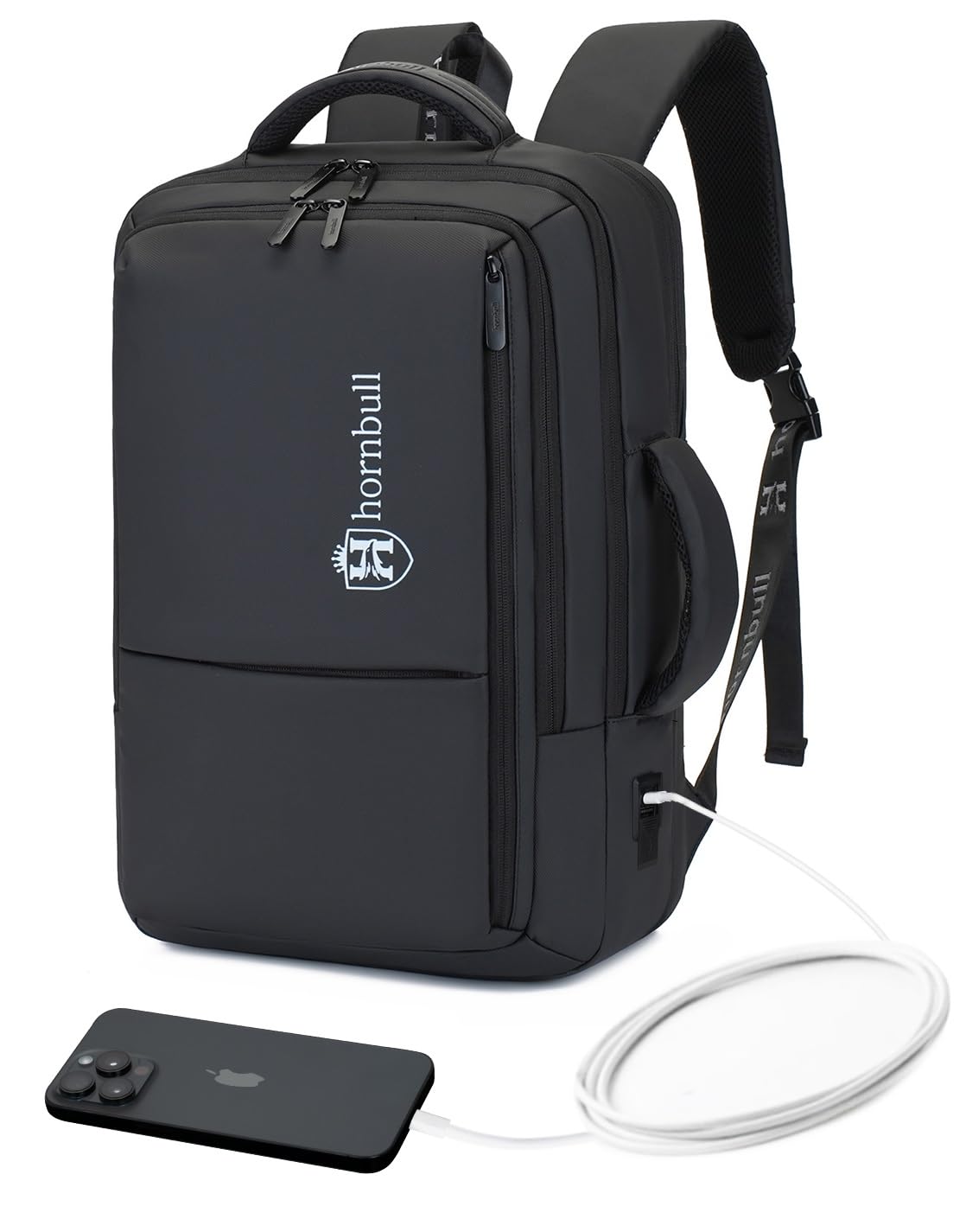 HORNBULL Zurich Backpack 42L Office Travel 17 inch Laptop Backpack 3 in 1 Expandable & Convertible USB & Type-C Port Water-resistant Multi Compartment Overnight Backpack for Men