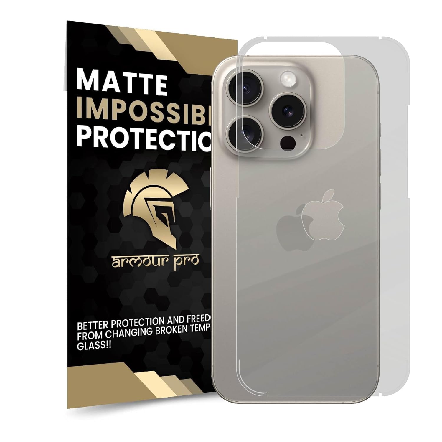 ArmourPro Screen Protector for iPhone 15 Pro (6.1 Inch) Edge-to-Edge Back Guard with Installation Kit | Matte, Case Friendly Screen Coverage, Ultra Thin Unbreakable Membrane