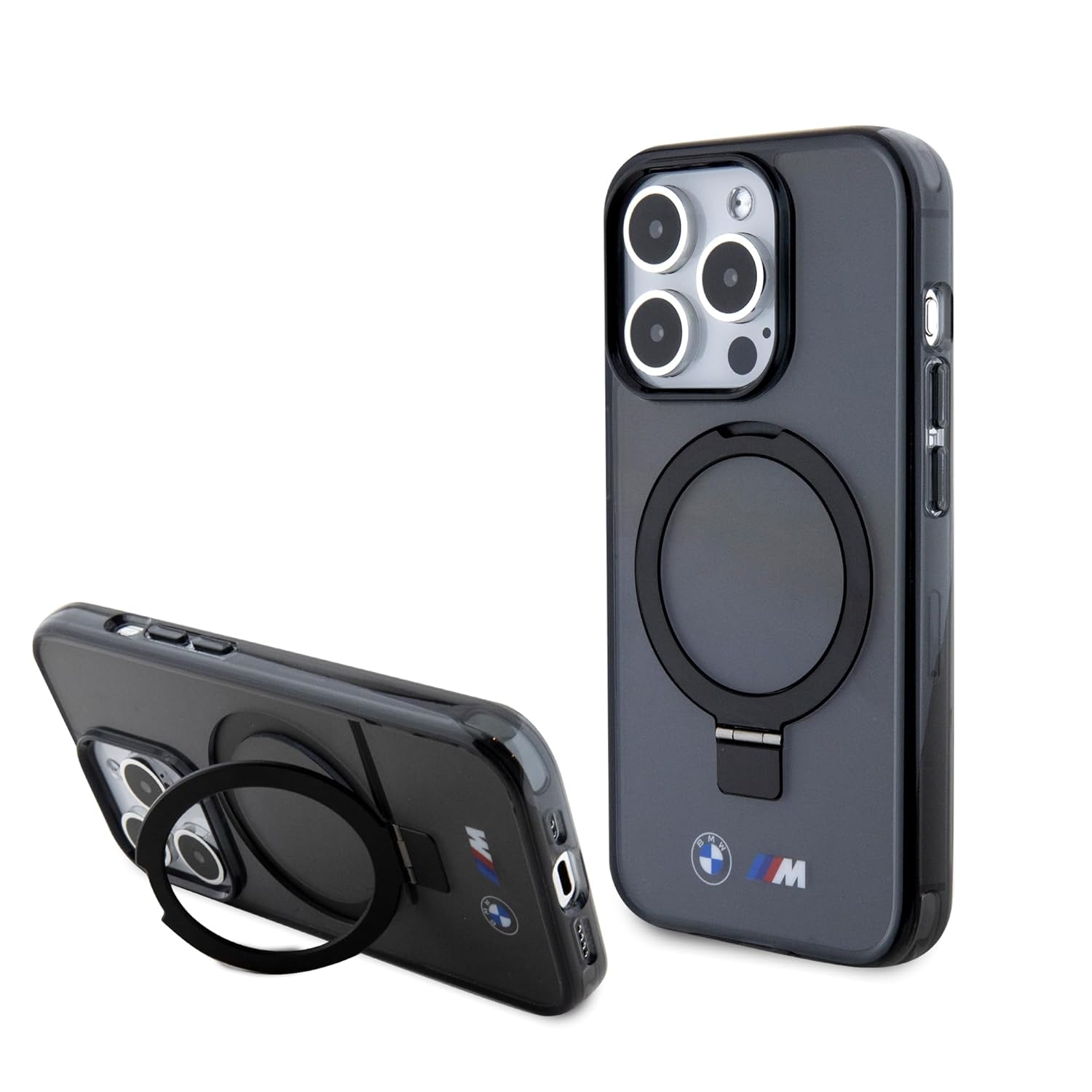 CG MOBILE TPU+PC BMW Phone Case [Official Licensed] Mag-Safe Compatible | Hard Case IML Ring Stand Protective Case/Cover Compatible with iPhone 15 Pro (6.1-Inch) 2023 – Black