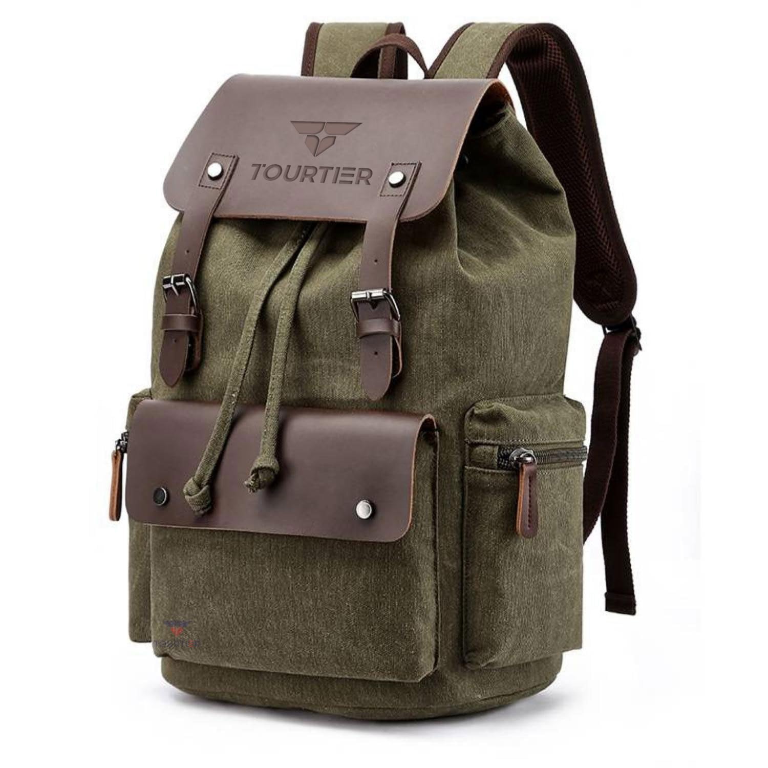 Canvas Travel Daypack Drawstring Backpack Flip Bag Retro Laptop Bag for Men Women