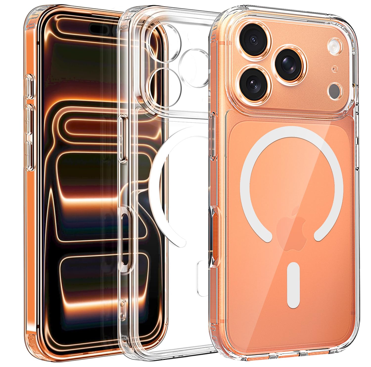 Enflamo Hard Clear Shockproof Transpareant Magnatic Case Cover for iPhone 17 Pro | Ultra Hybrid Camera Bump Protection