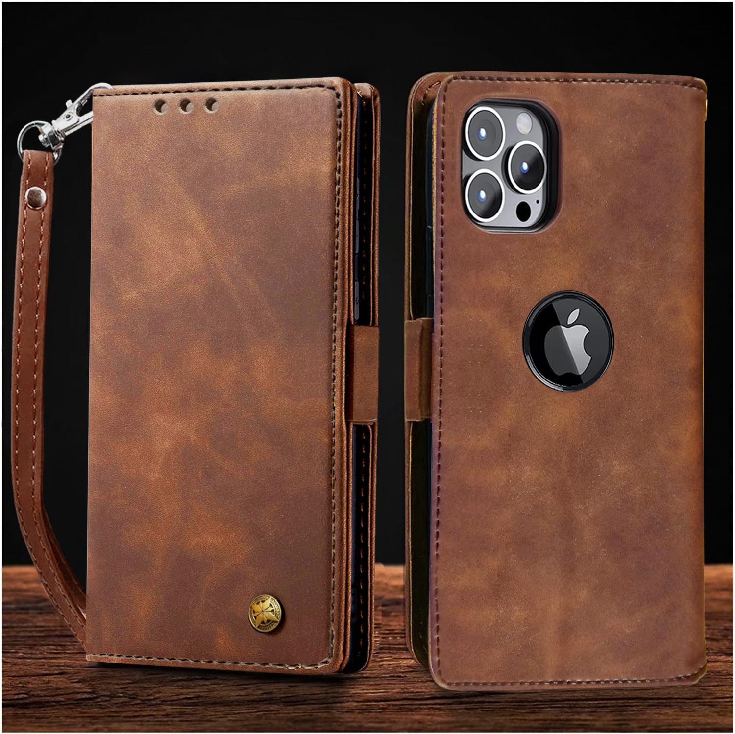Excelsior Flip Cover Compatible with iPhone 15 Pro Max | Premium PU Leather | 360 Degree Protection (Coffee)
