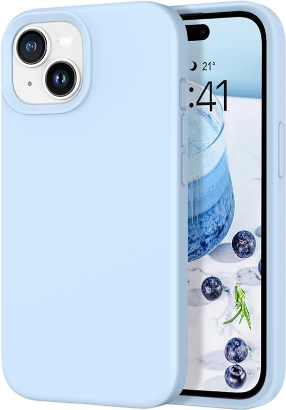 MIDOS Back Cover Compatible with iPhone 15 Case Liquid Silicone Full Protection Shock Proof Back Cover for iPhone 15 (Sky Blue)