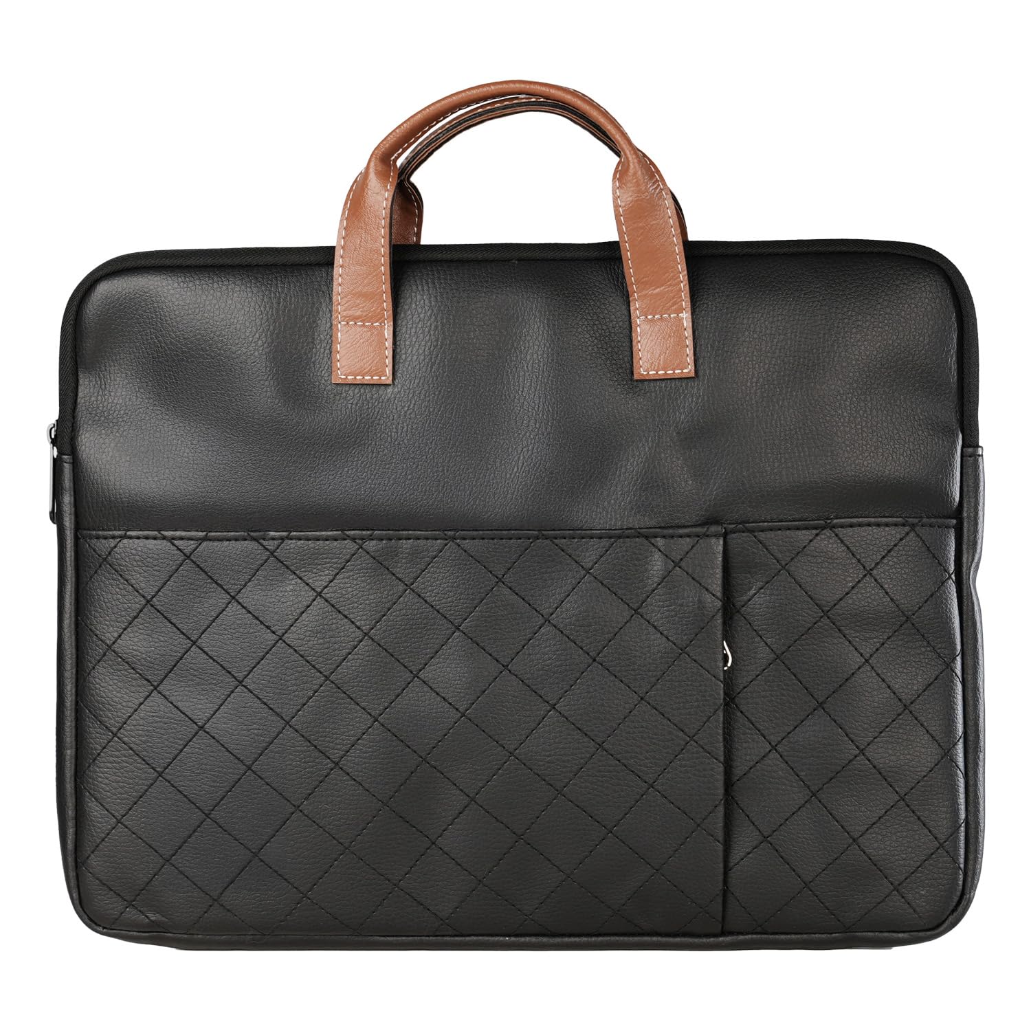 Portronics Encase 104 Laptop Sleeve for 15.6 Inch Laptops, PU Leather Office Bag with Trolley Strap, Smart Inner Pocket, Comes with Handle & Accessory Pockets, Office Laptop Bag/Case/Cover (Black)